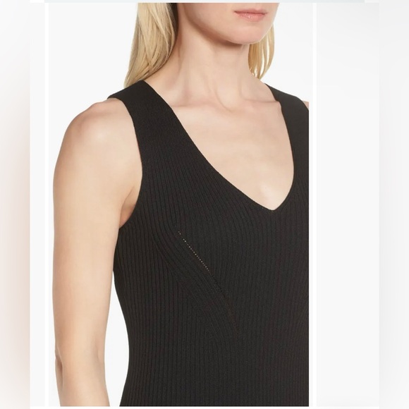 MICHAEL KORS Black V-Neck Knitted Ribbed Sleeveless Dress XS - Picture 2 of 9